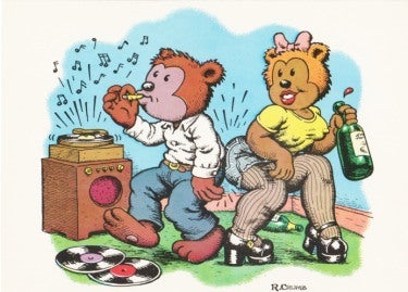 R. Crumb Greeting Card: "Arcade Bear Hoedown"