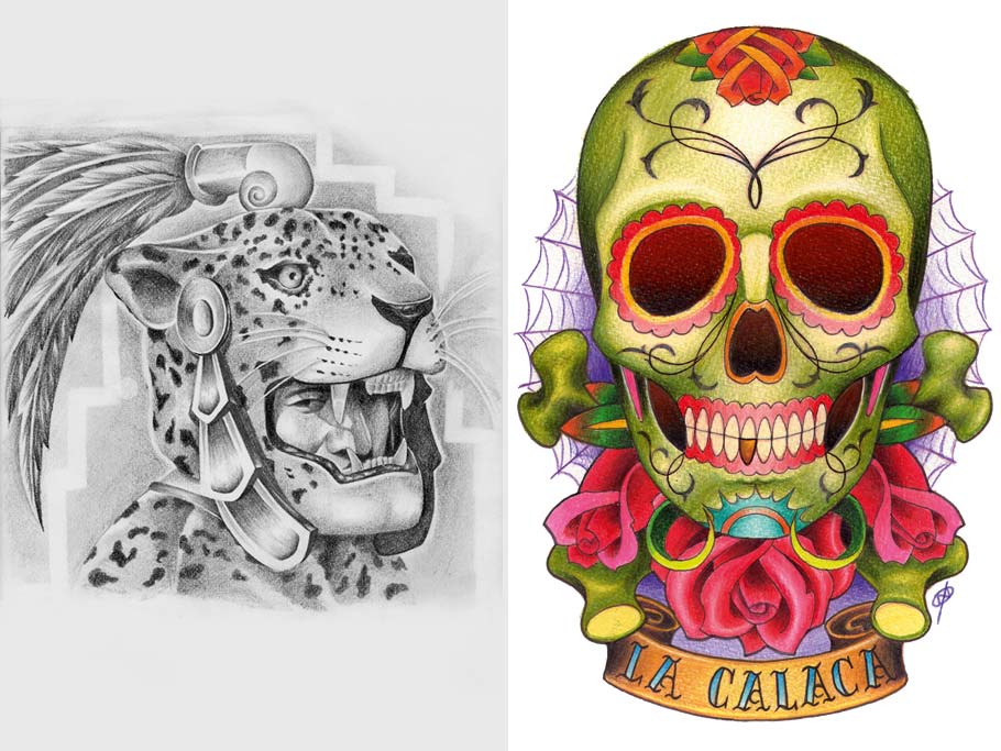 Latino Art Collection Tattoo Inspired Chicano, Maya, Aztec and Mexica